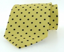 Yellow Tie With Black Polka Dots Mens Luxury Soprano Silk Tie